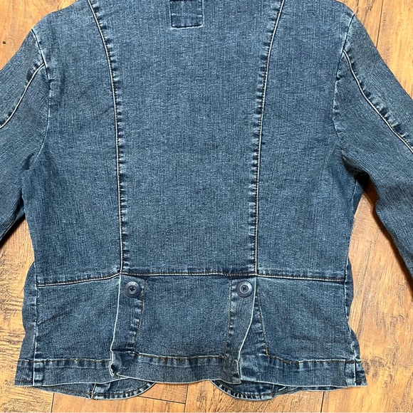 OTB stretch Jean blazer Y2K button up fitted dark wash denim vintage size med - Picture 14 of 16